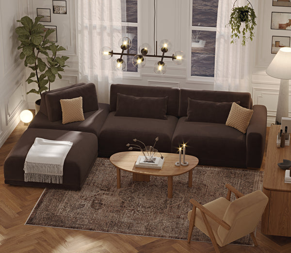 Carle 339 x 210 Köşe Sağ Kollu ve Puf - Kadife