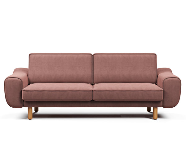 Klem Üçlü Koltuk Silindir Ahşap Ayak - Retro Fitilli