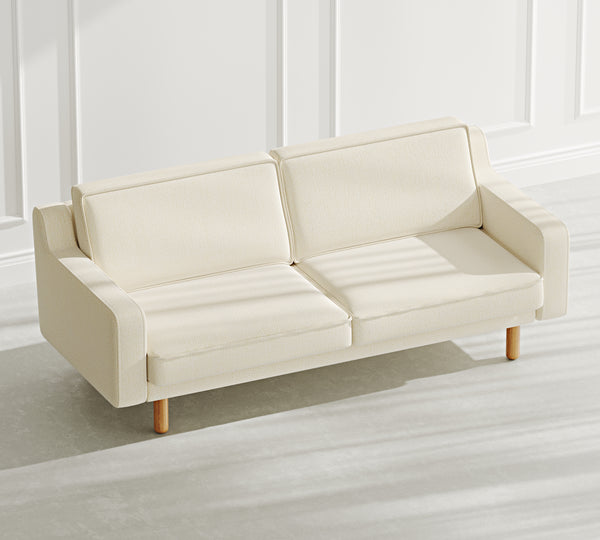 Klem Slim Üçlü Koltuk Silindir Ahşap Ayak - Doğal Doku