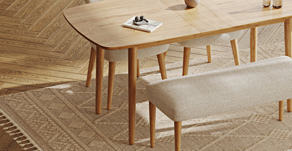 Lyno 77x140 Cm Açılır Yemek Masası Takımı (Roa Bench & 2 Roa Sandalye) - Bukle