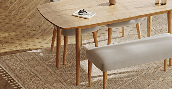 Lyno 77x140 Cm Açılır Yemek Masası Takımı (Roa Bench & 2 Roa Sandalye) - Performans Keten