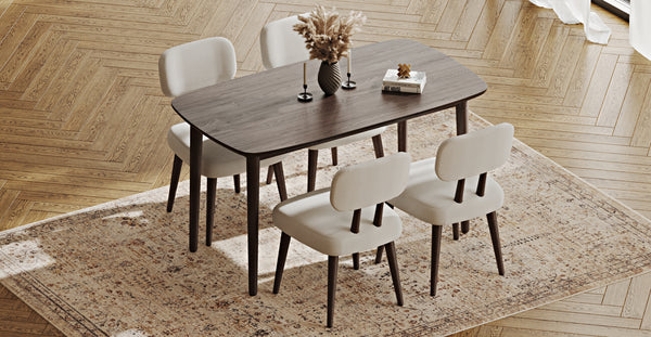 Lyno 77x140 Cm Sabit Yemek Masası Takımı (4 Roa Sandalye) - Fitilli Kadife