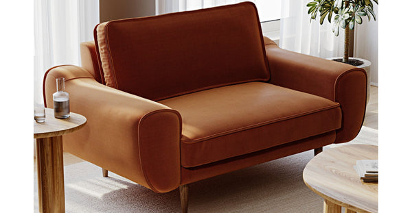 Klem Loveseat Ahşap Ayak - Performans Kadife