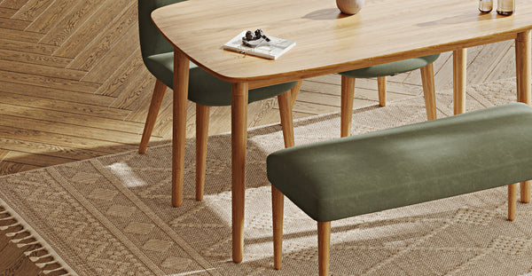 Lyno 77x140 Sabit Yemek Masası Takımı (Roa Bench & 2 Venn Sandalye) - Kadife