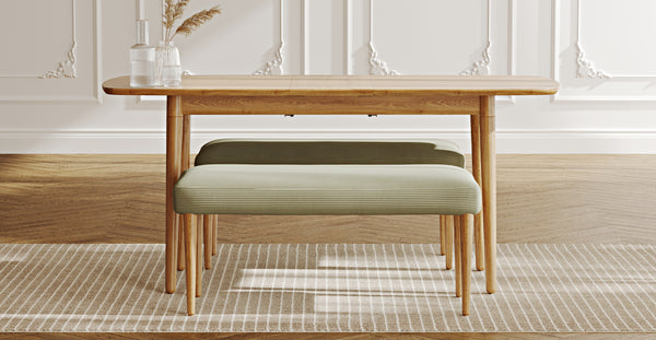 Lyno 77x140 Cm Açılır Yemek Masası Takımı (2 Roa Bench) - Fitilli Kadife
