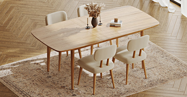 Lyno 97x160 Cm Açılır Yemek Masası Takımı (4 Roa Sandalye) - Performans Kadife