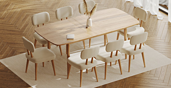 Lyno 97x160 Cm Sabit Yemek Masası Takımı (8 Roa Sandalye) - Performans Keten