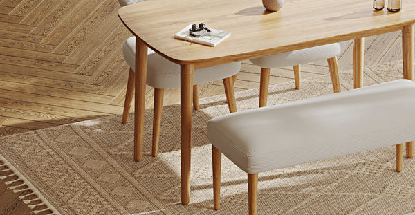 Lyno 77x140 Cm Sabit Yemek Masası Takımı (Roa Bench & 2 Roa Sandalye) - Fitilli Kadife