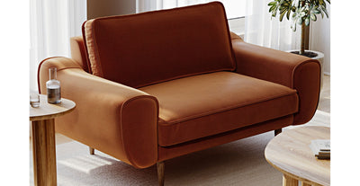 Klem Loveseat Ahşap Ayak - Performans Kadife