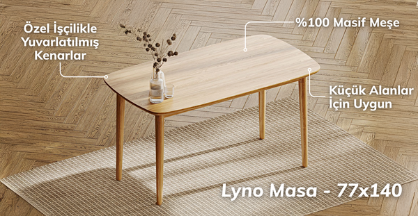Lyno 77x140 Sabit Yemek Masası Takımı (6 Venn Sandalye) - Bukle