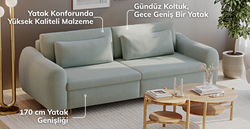 Nyra Yataklı Üçlü ve Klem Slim Tekli Koltuk Takımı - Doğal Doku & Kadife